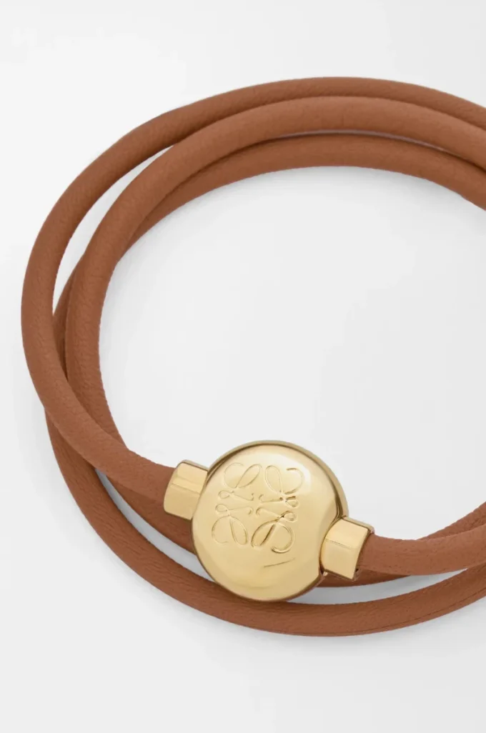 Pulsera Pebble en piel de becerro Warm Desert/Gold Pulsera Pebble en piel de becerro Warm Desert/Gold