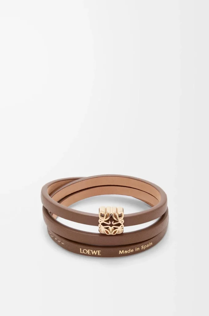 Pulsera trenzada Anagram Bombé en piel de becerro Cocoa Pulsera trenzada Anagram Bombé en piel de becerro Cocoa