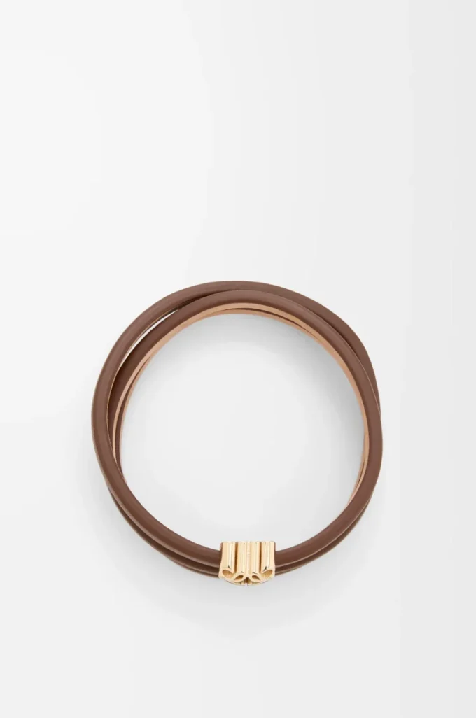 Pulsera trenzada Anagram Bombé en piel de becerro Cocoa Pulsera trenzada Anagram Bombé en piel de becerro Cocoa