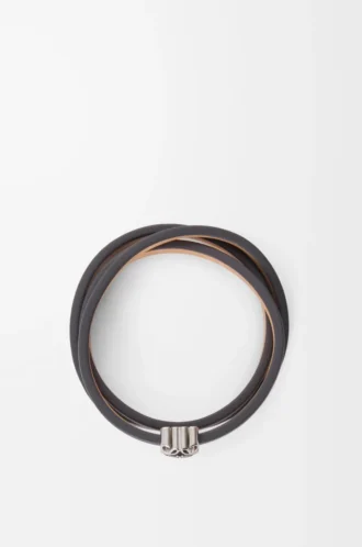 Pulsera trenzada Anagram Bombé en piel de becerro pizarra