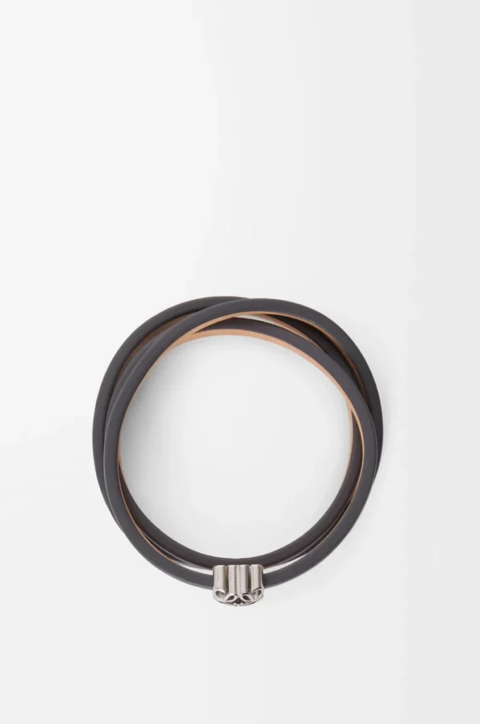 Pulsera trenzada Anagram Bombé en piel de becerro pizarra Pulsera trenzada Anagram Bombé en piel de becerro pizarra