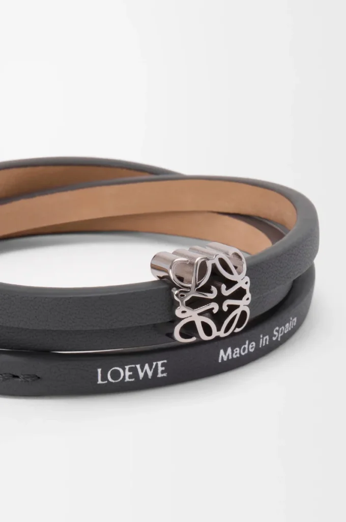 Pulsera trenzada Anagram Bombé en piel de becerro pizarra Pulsera trenzada Anagram Bombé en piel de becerro pizarra