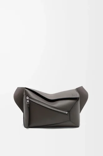 Riñonera Puzzle Edge pequeña en piel de becerro clásica gris oscuro