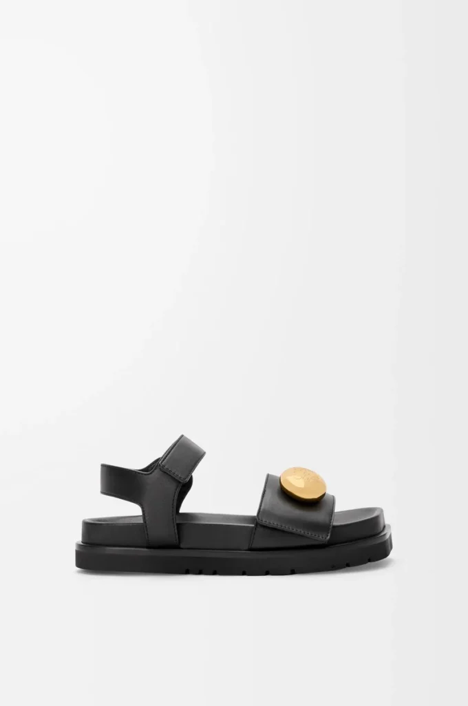 Sandalia Fussbett Pebble en suave piel de becerro. Negro Sandalia Fussbett Pebble en suave piel de becerro. Negro
