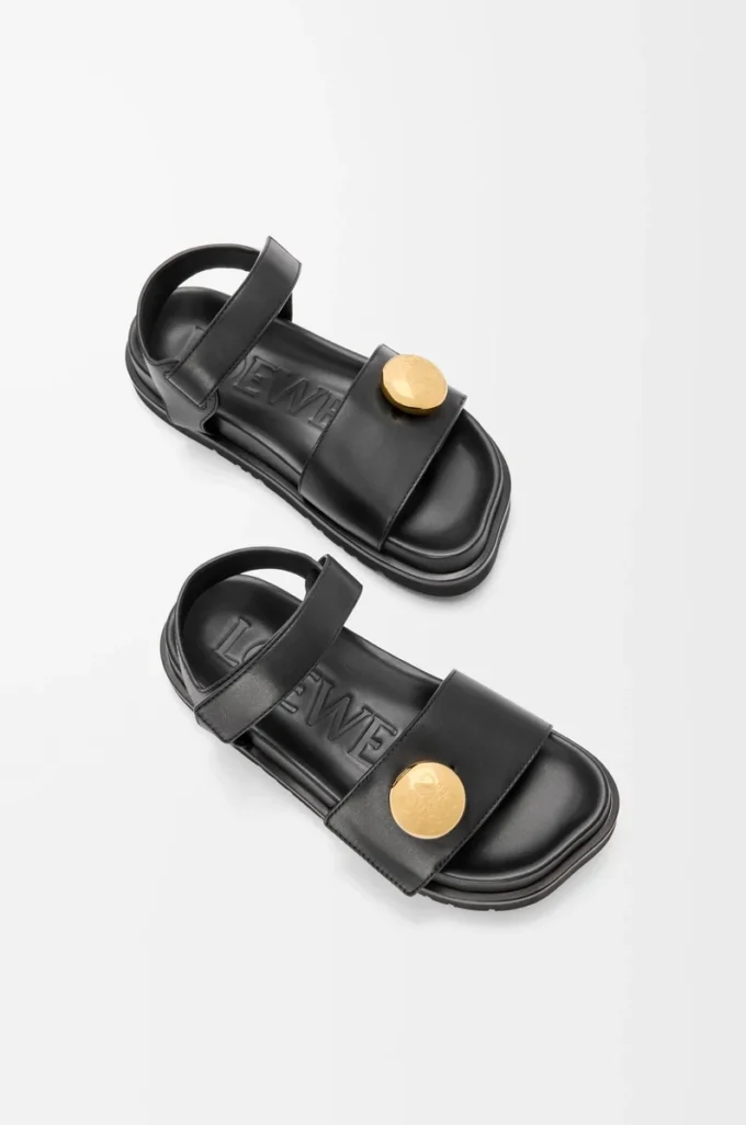 Sandalia Fussbett Pebble en suave piel de becerro. Negro Sandalia Fussbett Pebble en suave piel de becerro. Negro