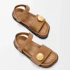 Sandalia Pebble Fussbett de suave piel de becerro color roble Sandalia Pebble Fussbett de suave piel de becerro color roble