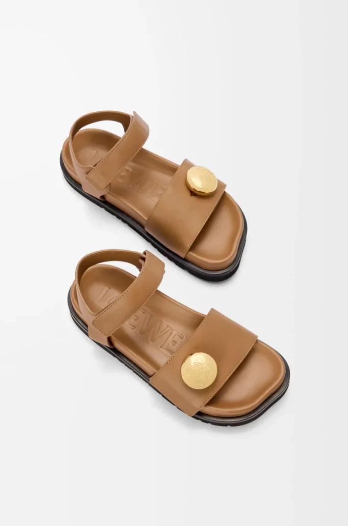 Sandalia Pebble Fussbett de suave piel de becerro color roble Sandalia Pebble Fussbett de suave piel de becerro color roble