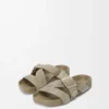 Sandalias con hebilla en ante cepillado verde caqui