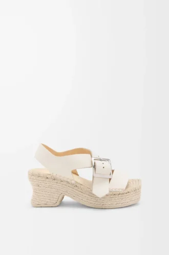 Sandalias con plataforma tipo alpargata Petal en suave piel de becerro    Blanco