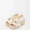 Sandalias con plataforma tipo alpargata Petal en suave piel de becerro Blanco Sandalias con plataforma tipo alpargata Petal en suave piel de becerro Blanco