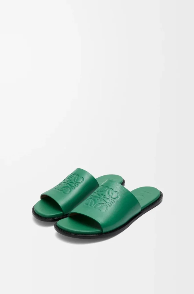 Sandalias Flex Anagram de piel de becerro suave, color verde