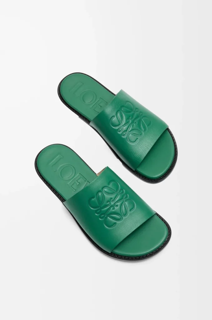 Sandalias Flex Anagram de piel de becerro suave, color verde