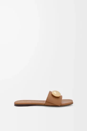 Sandalias Pebble de piel de becerro suave color roble