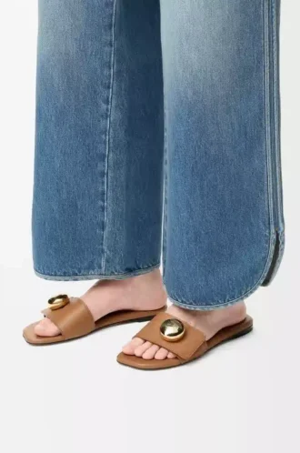 Sandalias Pebble de piel de becerro suave color roble
