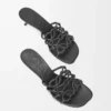 Sandalias Petal Anagram de piel de becerro suave en color negro