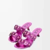 Sandalias Petal Flower de piel de becerro y cristales fucsia Sandalias Petal Flower de piel de becerro y cristales fucsia