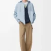 Sobrecamisa con capucha de algodón azul claro