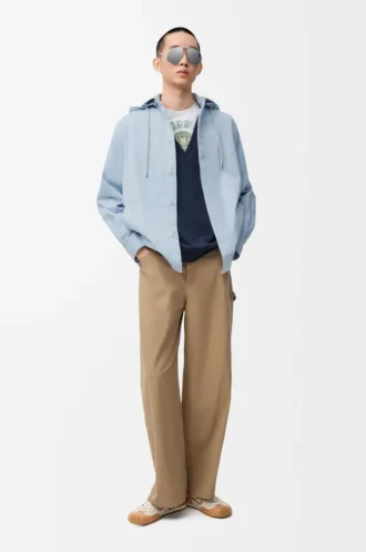 Sobrecamisa con capucha de algodón azul claro