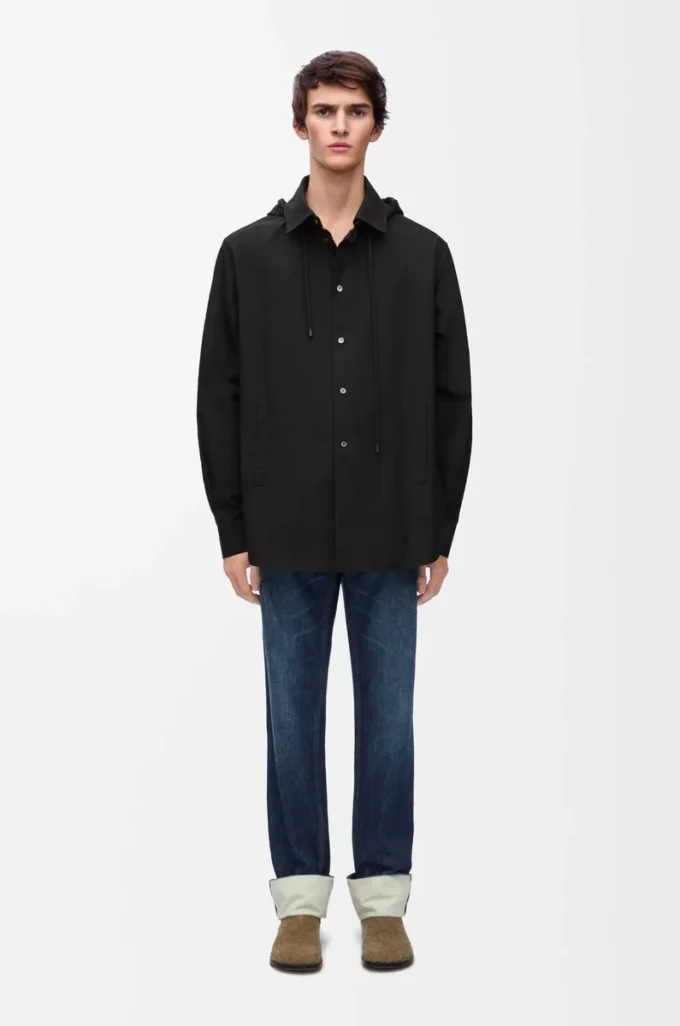 Sobrecamisa con capucha de algodón Negro Sobrecamisa con capucha de algodón Negro