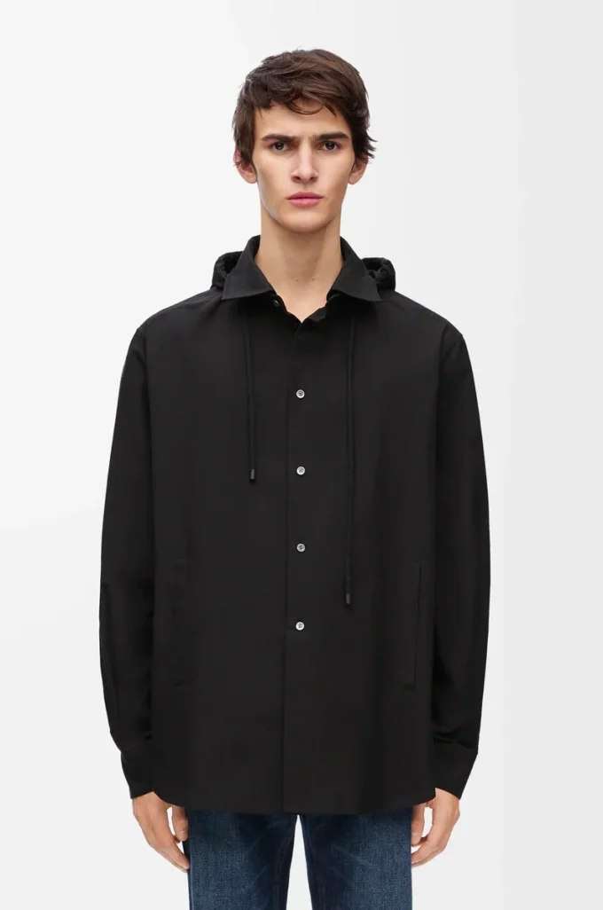 Sobrecamisa con capucha de algodón Negro Sobrecamisa con capucha de algodón Negro