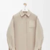 Sobrecamisa de lana y cachemira en color beige claro jaspeado