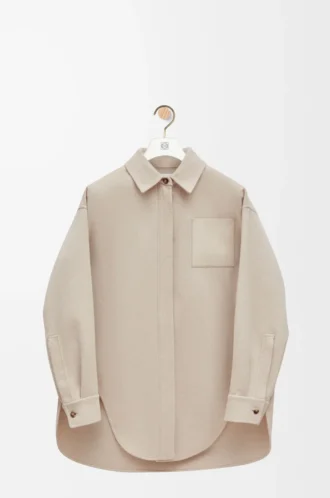 Sobrecamisa de lana y cachemira en color beige claro jaspeado