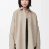 Sobrecamisa de lana y cachemira en color beige claro jaspeado