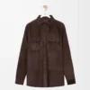 Sobrecamisa de piel de becerro ante marrón oscuro