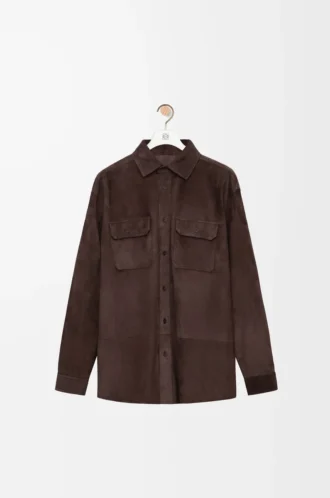 Sobrecamisa de piel de becerro ante marrón oscuro