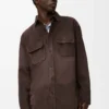 Sobrecamisa de piel de becerro ante marrón oscuro