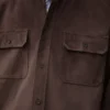 Sobrecamisa de piel de becerro ante marrón oscuro