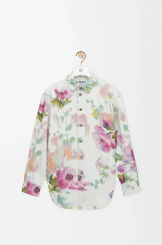 Sobrecamisa en denim blanco/rosa