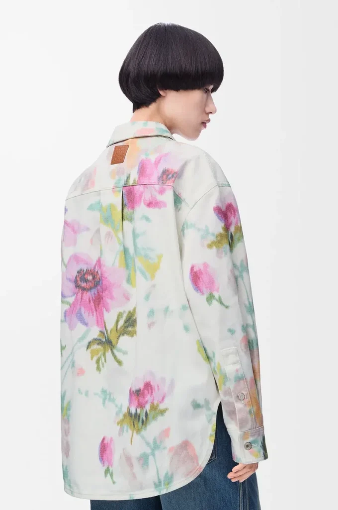 Sobrecamisa en denim blanco/rosa Sobrecamisa en denim blanco/rosa