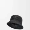 Sombrero de pescador de rafia y piel de becerro Negro