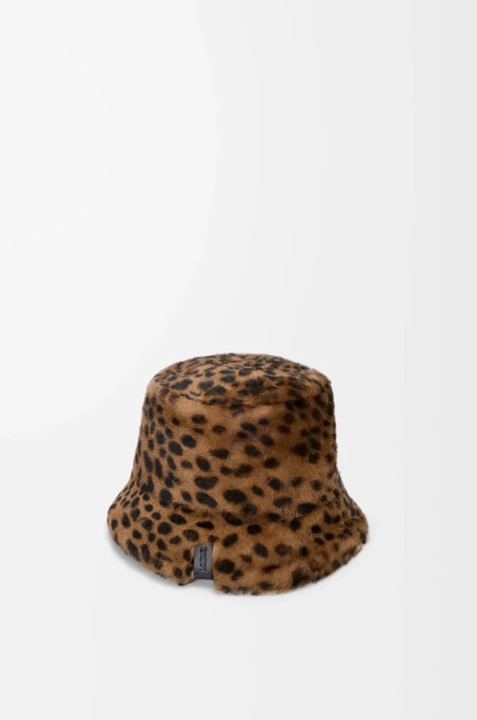 Sombrero de pescador en piel de oveja estampada Beige/Marrón Sombrero de pescador en piel de oveja estampada Beige/Marrón