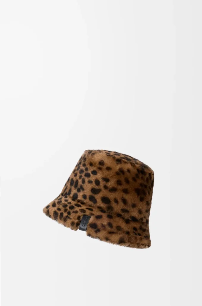 Sombrero de pescador en piel de oveja estampada Beige/Marrón Sombrero de pescador en piel de oveja estampada Beige/Marrón