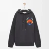 Sudadera con capucha de algodón gris oscuro jaspeado Sudadera con capucha de algodón gris oscuro jaspeado