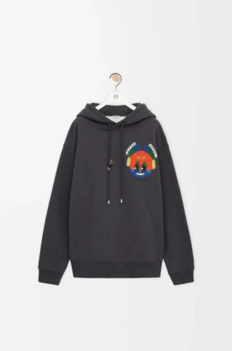 Sudadera con capucha de algodón gris oscuro jaspeado Sudadera con capucha de algodón gris oscuro jaspeado