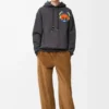 Sudadera con capucha de algodón gris oscuro jaspeado Sudadera con capucha de algodón gris oscuro jaspeado