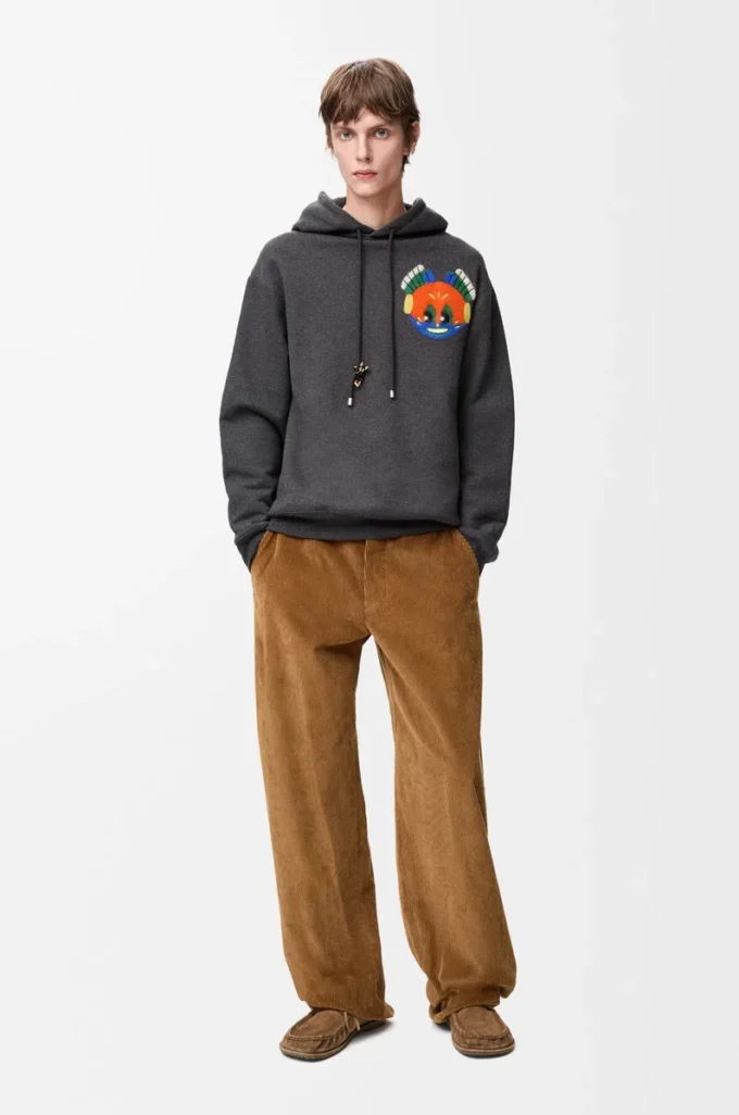 Sudadera con capucha de algodón gris oscuro jaspeado Sudadera con capucha de algodón gris oscuro jaspeado