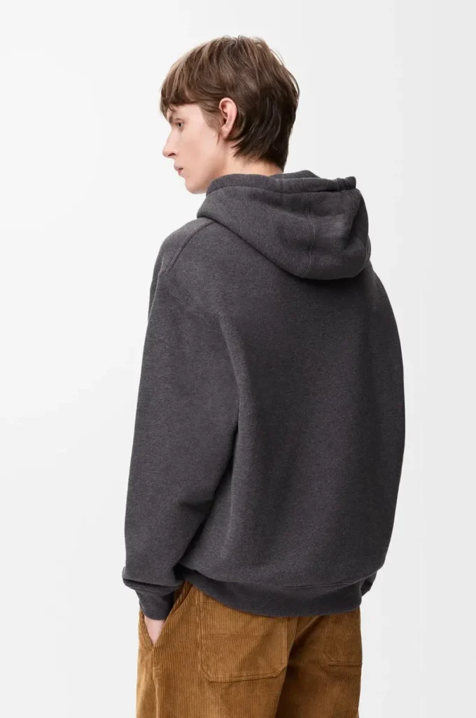 Sudadera con capucha de algodón gris oscuro jaspeado Sudadera con capucha de algodón gris oscuro jaspeado