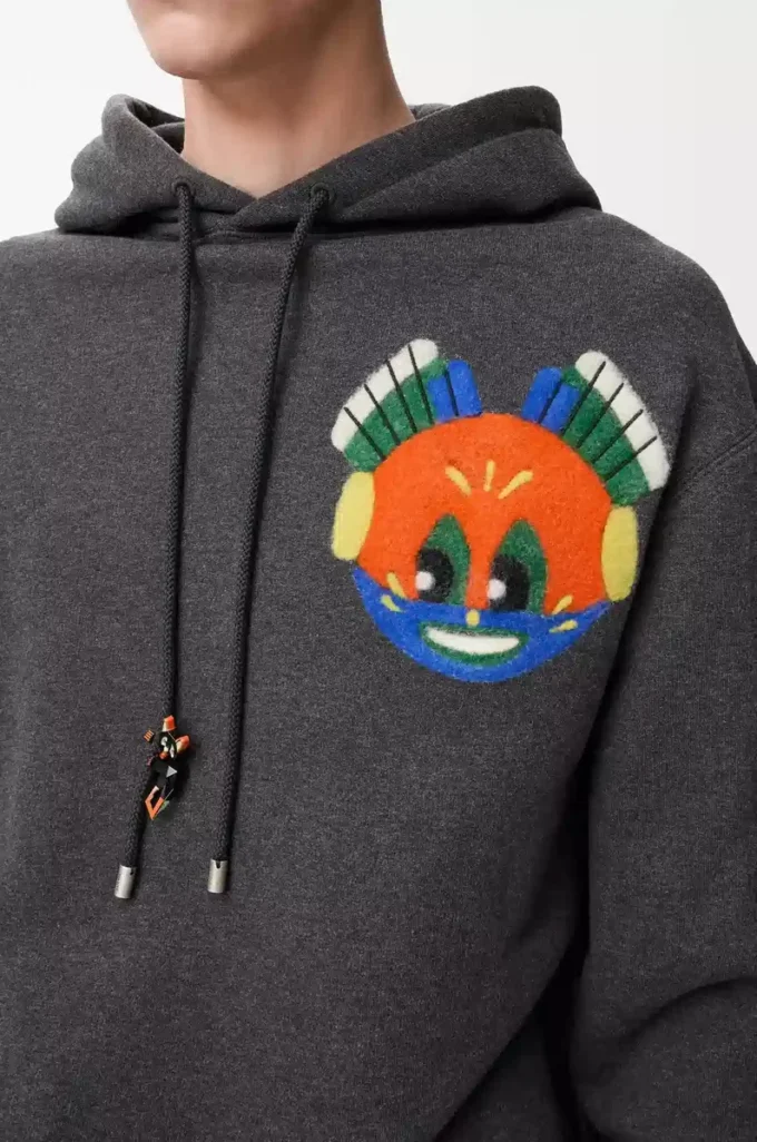 Sudadera con capucha de algodón gris oscuro jaspeado Sudadera con capucha de algodón gris oscuro jaspeado