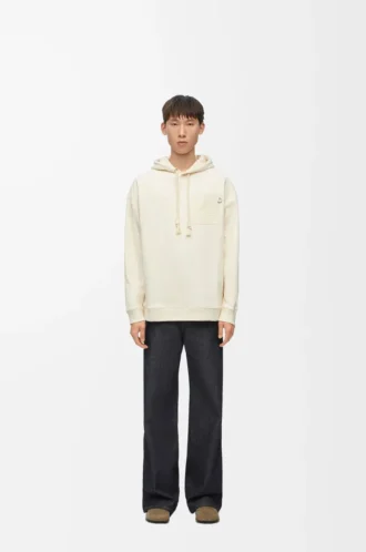 Sudadera con capucha de corte holgado en algodón blanco ceniza