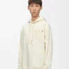 Sudadera con capucha de corte holgado en algodón blanco ceniza Sudadera con capucha de corte holgado en algodón blanco ceniza