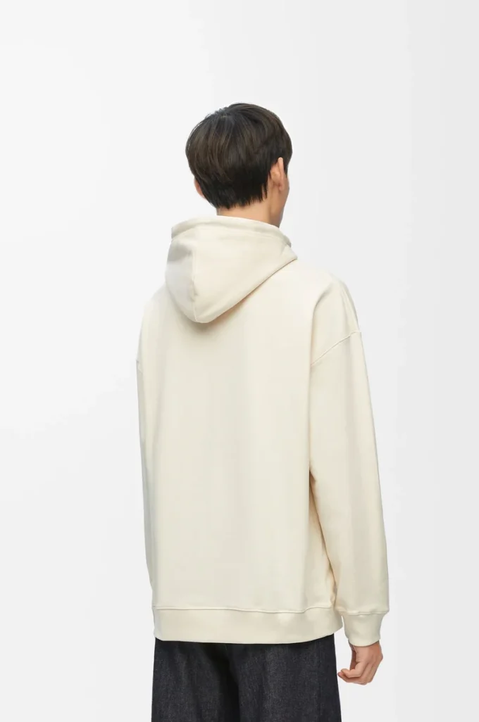 Sudadera con capucha de corte holgado en algodón blanco ceniza Sudadera con capucha de corte holgado en algodón blanco ceniza