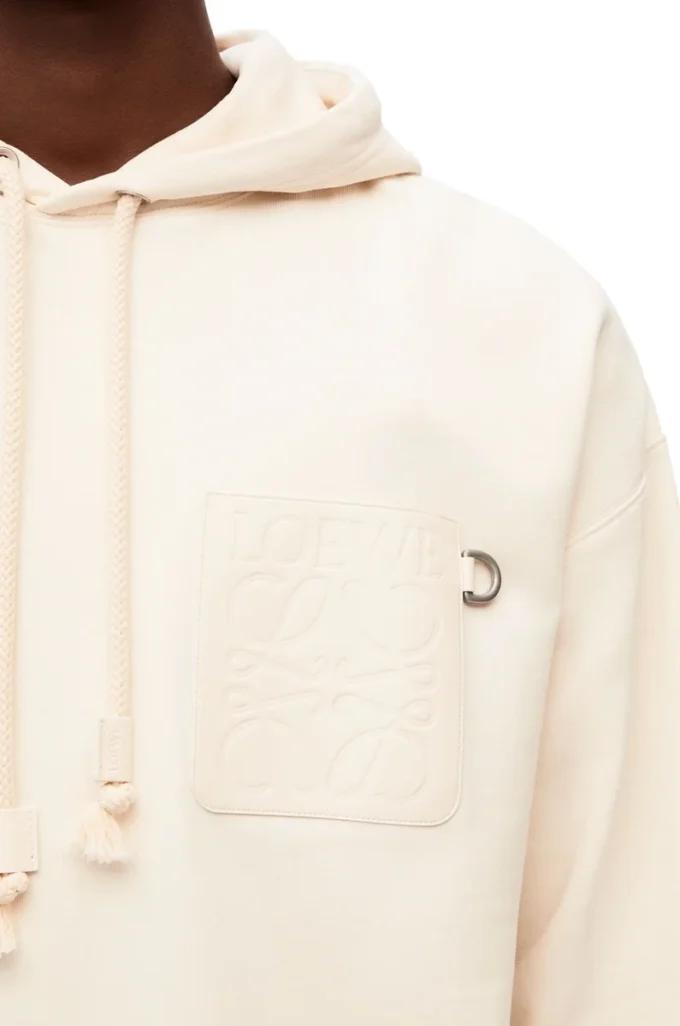 Sudadera con capucha de corte holgado en algodón blanco ceniza Sudadera con capucha de corte holgado en algodón blanco ceniza