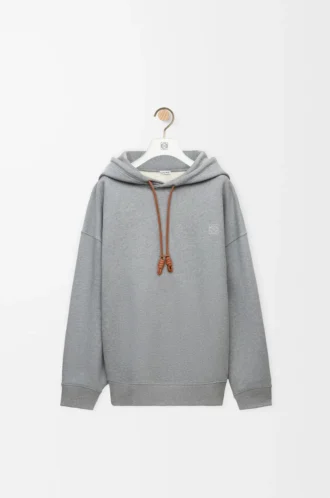 Sudadera con capucha de corte holgado en algodón gris melange Sudadera con capucha de corte holgado en algodón gris melange