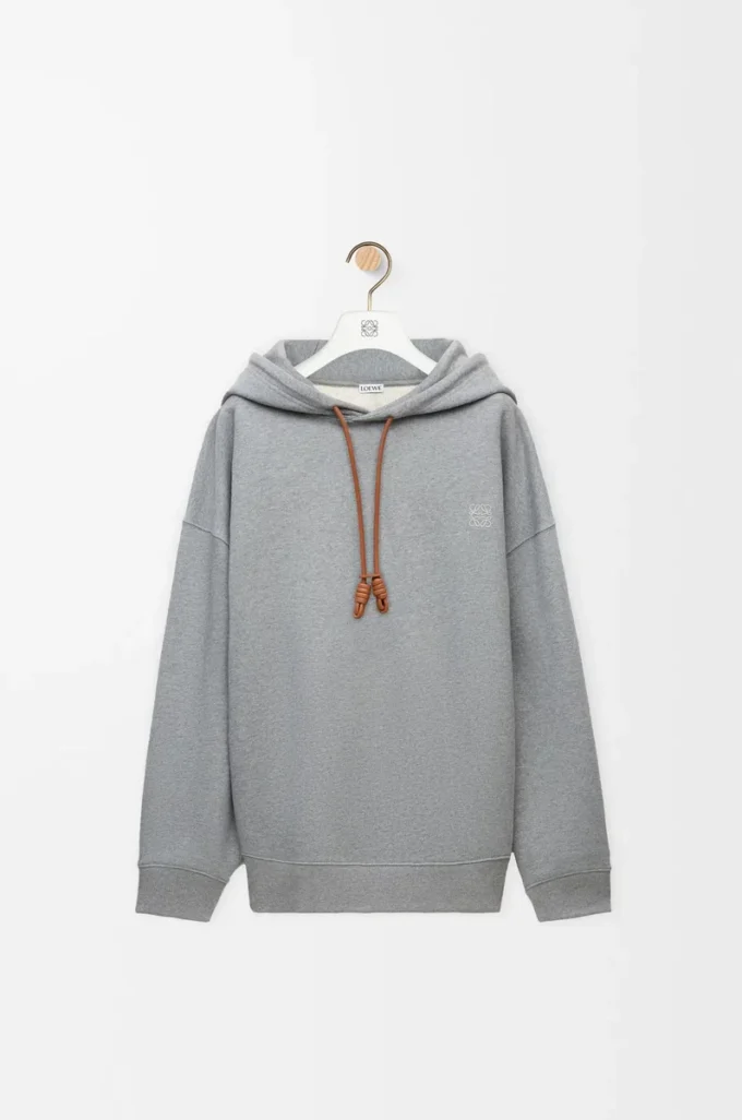 Sudadera con capucha de corte holgado en algodón gris melange Sudadera con capucha de corte holgado en algodón gris melange