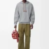 Sudadera con capucha de corte holgado en algodón gris melange Sudadera con capucha de corte holgado en algodón gris melange