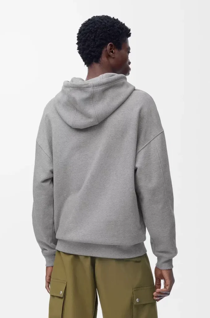 Sudadera con capucha de corte holgado en algodón gris melange Sudadera con capucha de corte holgado en algodón gris melange